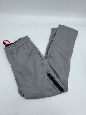 Reebok Men’s Gray Jogger Sweatpants with Black Zipper Detail M